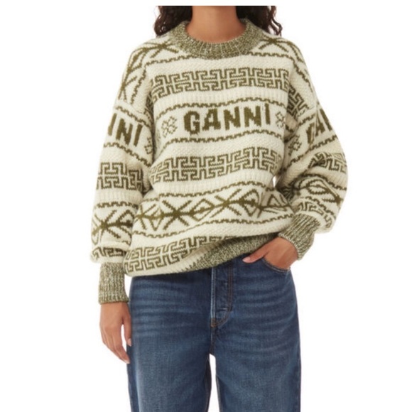 GANNI Avocado Lambswool Pullover